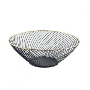 Cesta para pan negra con borde dorado