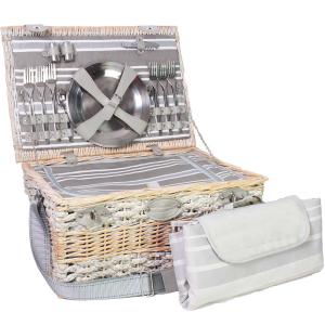 Cesta picnic de mimbre napoléon gris para 6 personas