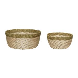 Cestas natural/verde claro (juego de 2)