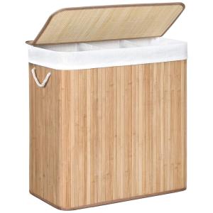 Cesto de ropa de bambú con 3 compartimentos - l60 x a61.5 c…