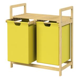 Cesto para colada de bambú amarillo caja para ropa sucia co…