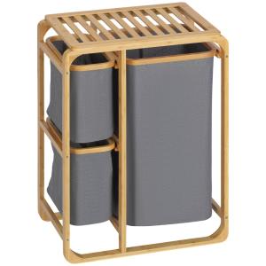 Cesto para ropa 50x32x69.7 cm madera natural y gris