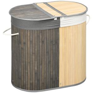 Cesto para ropa 62.5x37x60.5 cm gris y natural