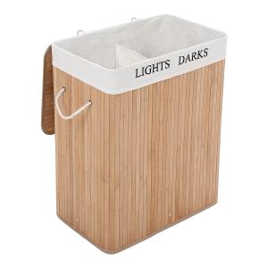 Cesto para ropa bambú, 2 compartimentos - 100l