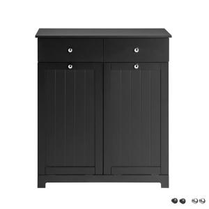 Cesto para ropa sucia con 2 cestos y 2 cajones negro