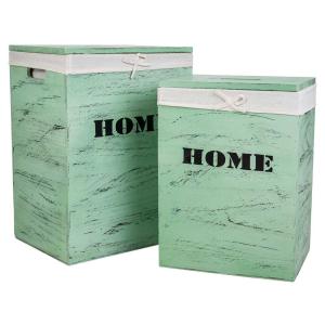 Cestos ropa de madera set 2 piezas Verde 40x30x54-34x26x47h…