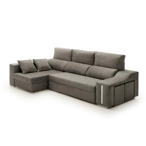 Chaise longue cama con arcón y puff izquierda gris oscuro 2…