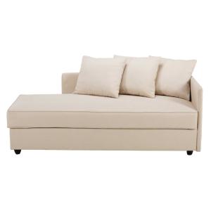 Chaise longue con arcón de tela beige