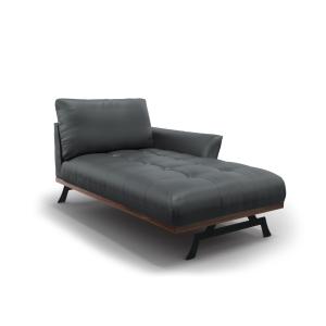 Chaise longue de angulo derecho de cuero auténtico azul gri…