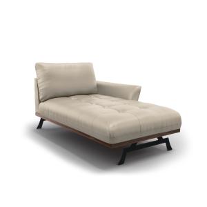 Chaise longue de angulo derecho de cuero auténtico gris cla…