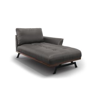 Chaise longue de angulo derecho de cuero auténtico gris osc…