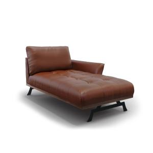 Chaise longue de angulo derecho de cuero auténtico marrón