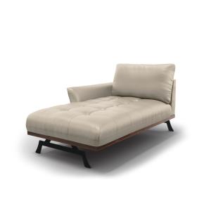 Chaise longue de angulo izquierdo de cuero auténtico gris c…