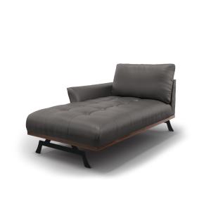 Chaise longue de angulo izquierdo de cuero auténtico gris o…