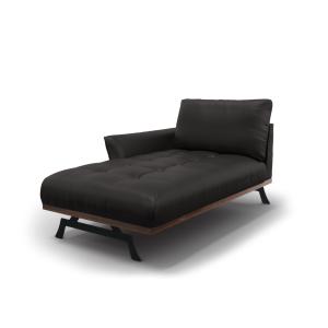 Chaise longue de angulo izquierdo de cuero auténtico negro