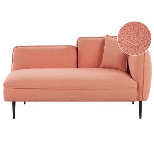 Chaise longue de bouclé rosa melocotón negro derecho