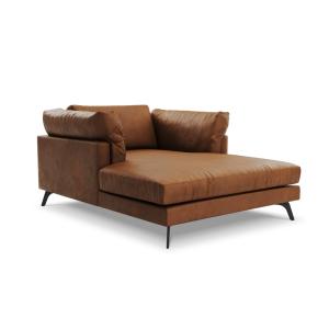 Chaise longue de cuero auténtico marrón