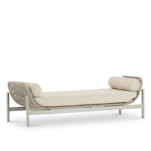 Chaise longue de jardin aluminio y cuerda beige