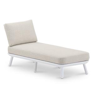 Chaise longue de jardín blanco y cuerda beige