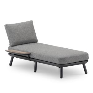 Chaise longue de jardín con mesita antracita y cuerda gris