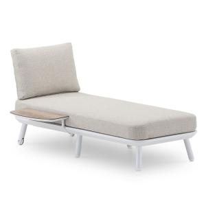 Chaise longue de jardín con mesita blanco y cuerda beige