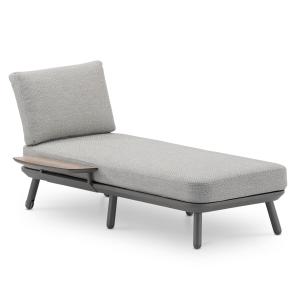 Chaise longue de jardín con mesita taupé y cuerda beige