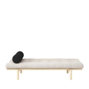 Chaise longue de madera natural y tela - crudo