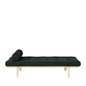 Chaise longue de madera natural y tela - verde abeto