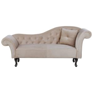 Chaise longue derecho terciopelo beige