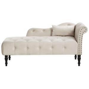 Chaise longue derecho  Terciopelo Beige claro
