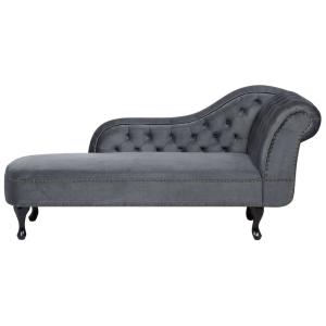 Chaise longue derecho terciopelo gris