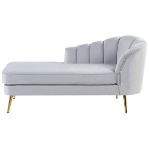 Chaise longue derecho terciopelo gris claro