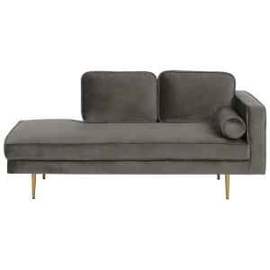 Chaise longue derecho terciopelo gris pardo