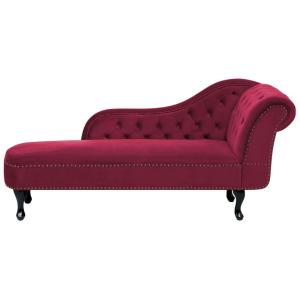 Chaise longue derecho terciopelo rojo oscuro