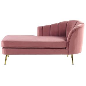 Chaise longue derecho terciopelo rosa