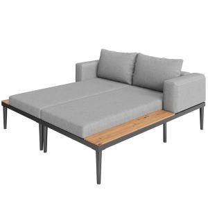 Chaise longue doble de exterior, sofá cama