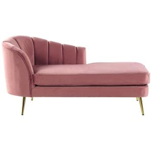 Chaise longue izquierdo terciopelo rosa