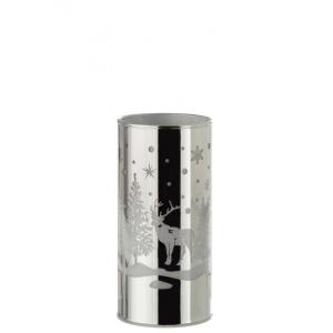 Cilíndrico decorativo led cristal invierno plata alt. 17 cm