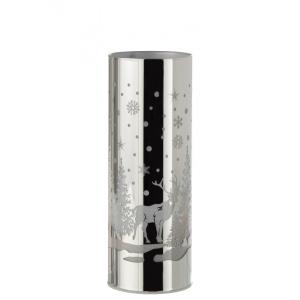 Cilíndrico decorativo led cristal invierno plata alt. 22 cm