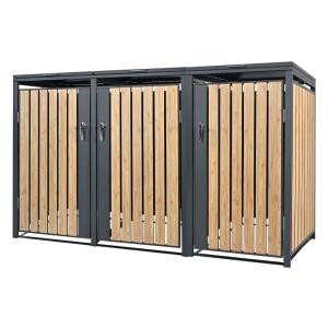 Cobertizo de exterior para 3 cubos de basura 200x80x116,3cm…