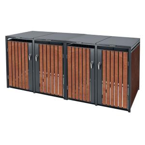 Cobertizo de exterior para 4 cubos basura 264x80x116,3cm ma…