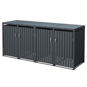 Cobertizo de exterior para 4 cubos de basura 264x80x116,3cm…