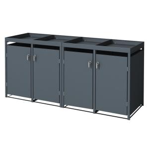 Cobertizo de exterior para 4 cubos de basura 264x80x124cm a…