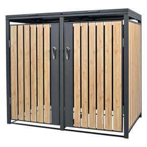 Cobertizo exterior doble ocultar cubo basura 132x80x116,3cm…