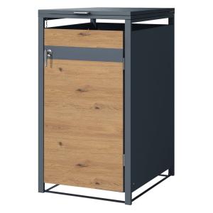 Cobertizo para 1 cubo 240l antracita aspecto roble tapa y 2…