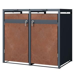 Cobertizo para 2 cubos 240l antracita acabado óxido tapa y…