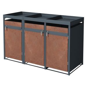 Cobertizo para 3 cubos de basura 200x80x124 cm techo de jar…