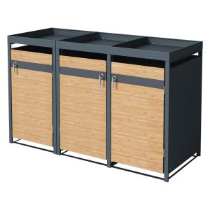 Cobertizo para 3 cubos de basura 240l acero antracita aspec…