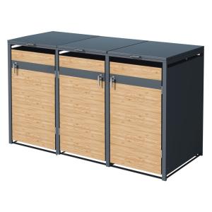 Cobertizo para 3 cubos de basura 240l antracita acero acaba…