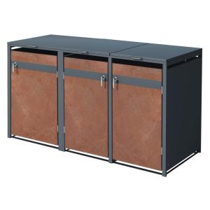 Cobertizo para 3 cubos de basura 240l antracita de acero ac…